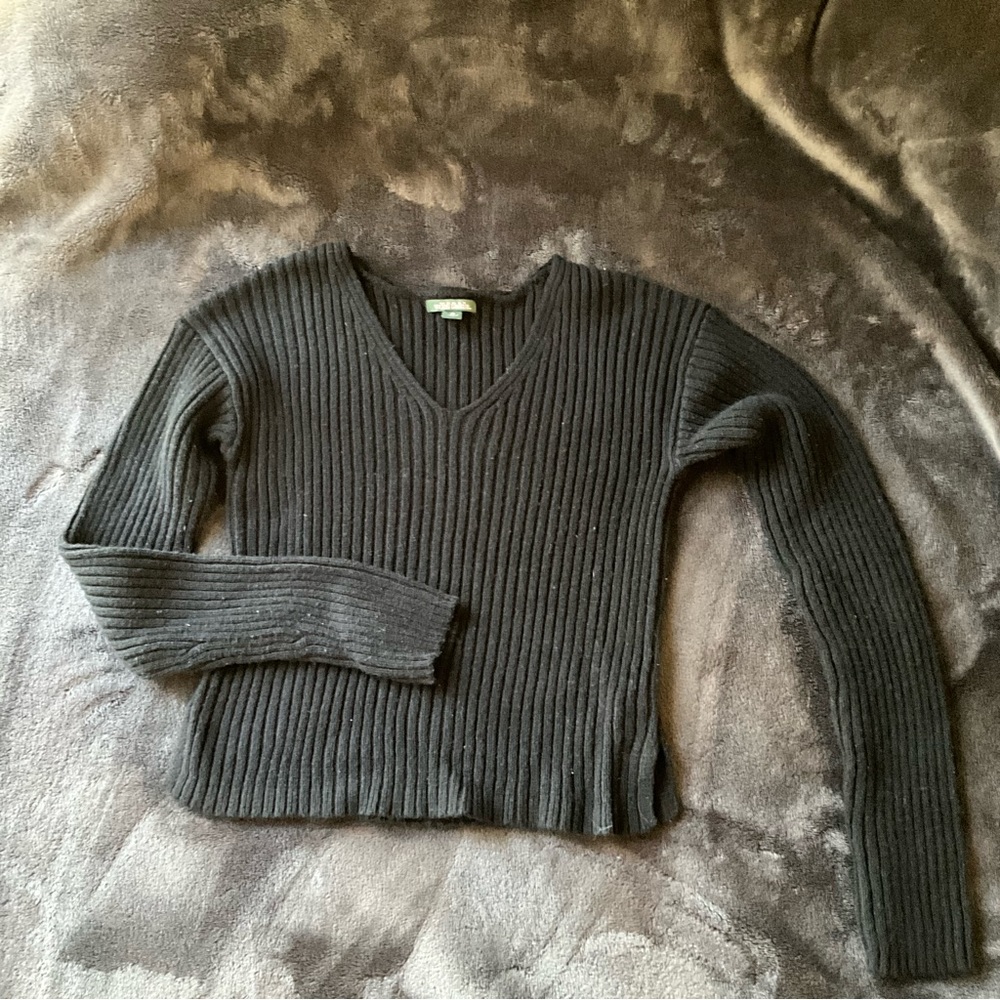 Black ribbed long sleeve sweater